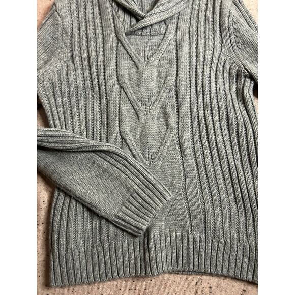 Vintage Perry Ellis Gray Wool Blend Cable Knit Sweater Large Cozy Academia - Picture 4 of 10